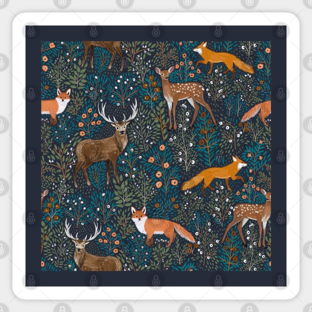 woodland print Sticker by Petit Faon Prints